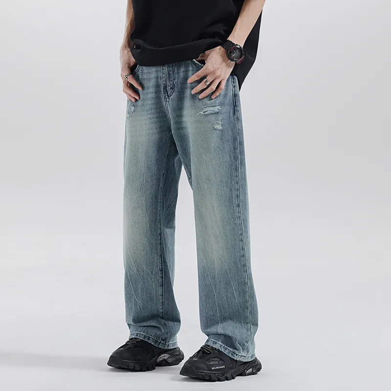 Jeep Straight Fit Draped Washable Jeans Unisex Light Blue-10