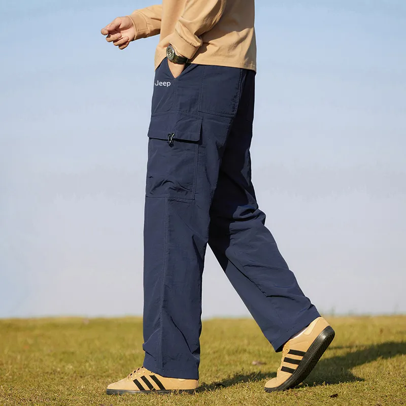 Jeep Loose Fit Straight Fit Draped Wide Leg Casual Pants Unisex-11