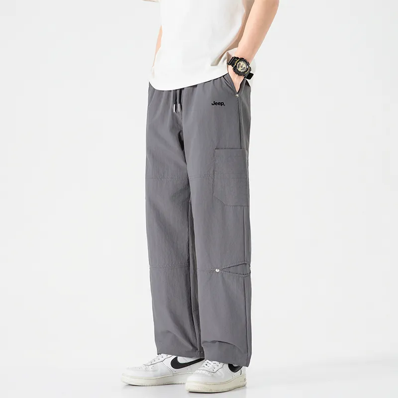 Jeep Individual Lace Up Straight Fit Casual Pants Unisex-73