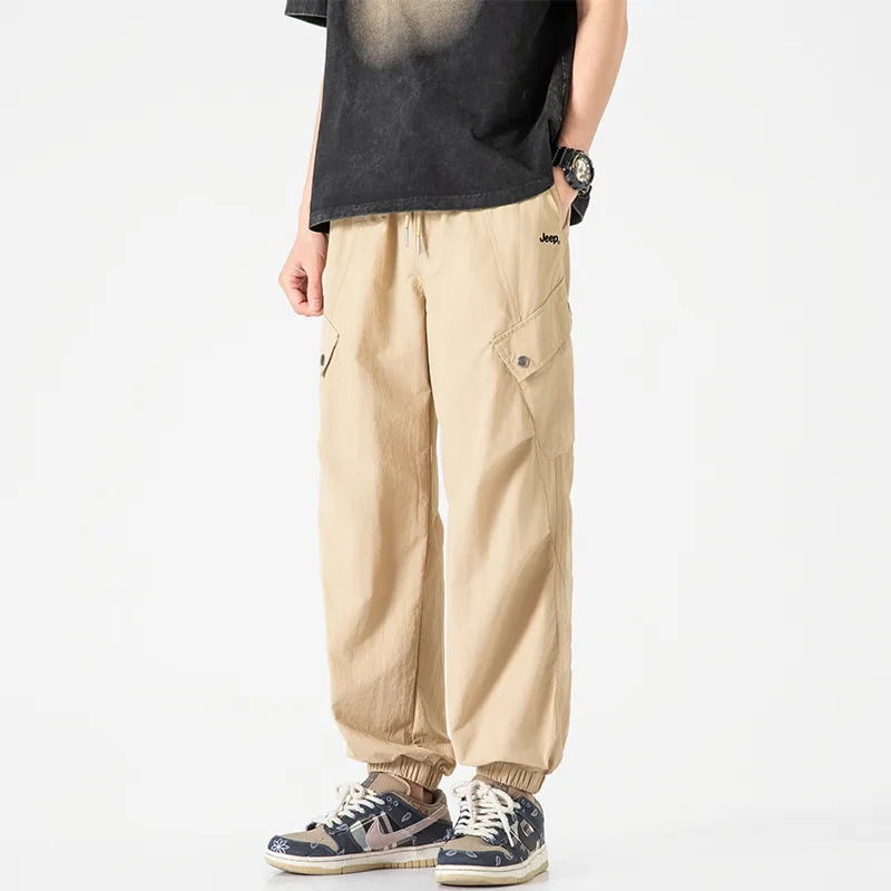 Jeep Individual Lace Up Straight Fit Casual Pants Unisex-16