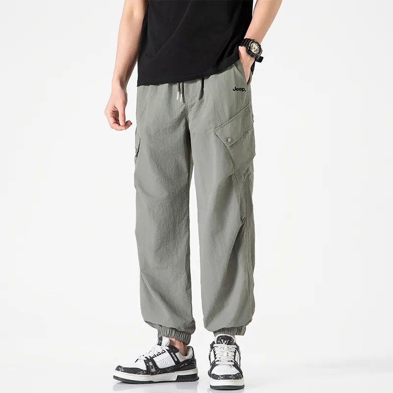 Jeep Individual Lace Up Straight Fit Casual Pants Unisex-4