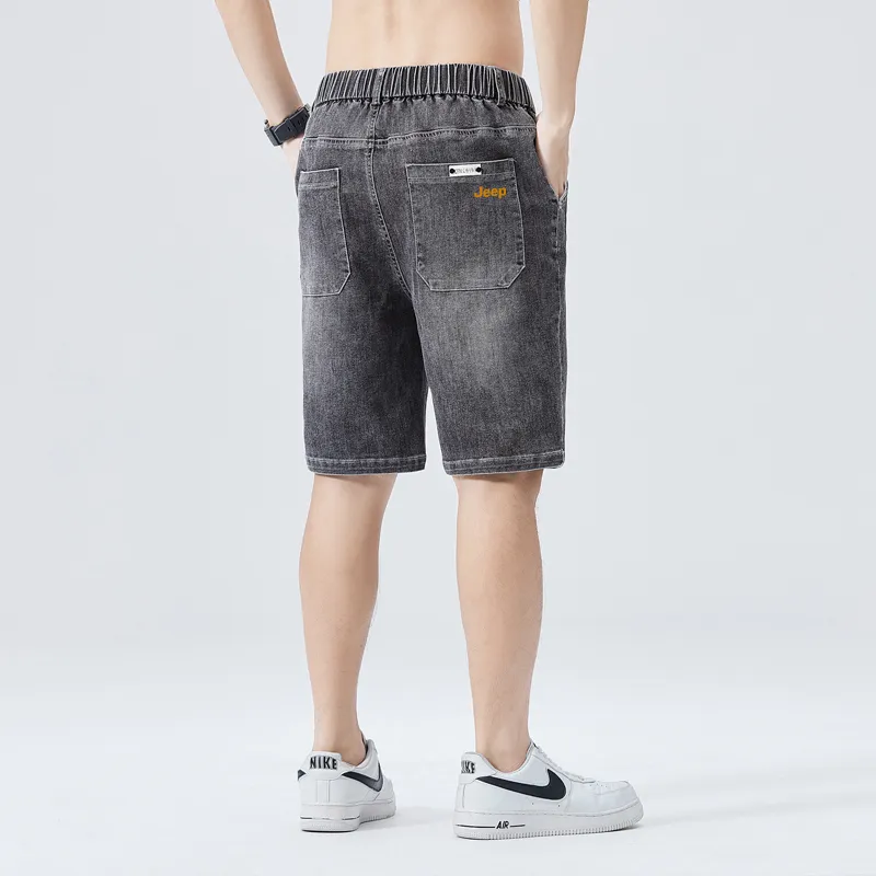 Jeep Lace Up Knee Length Denim Shorts Unisex-13