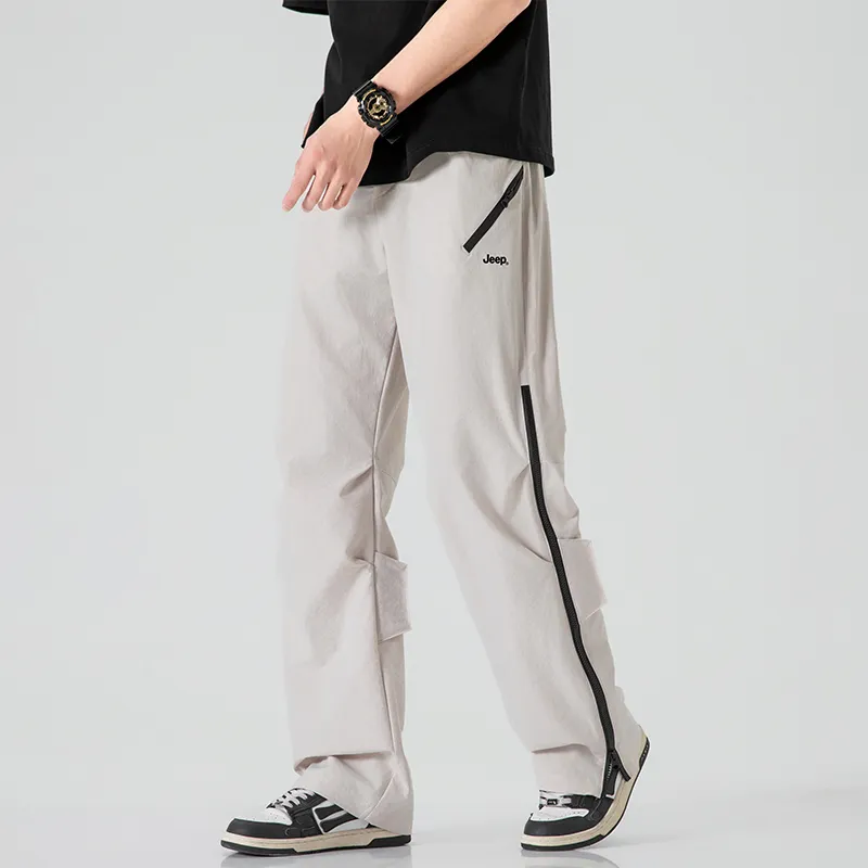 Jeep Individual Lace Up Straight Fit Casual Pants Unisex-124