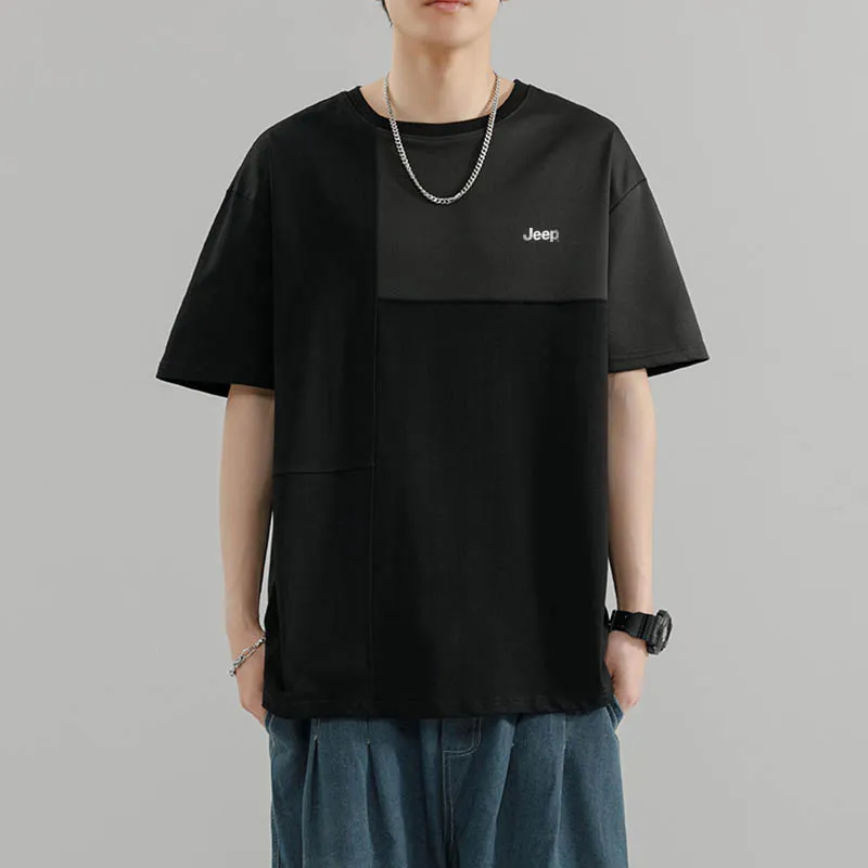 Jeep Casual Loose Fit Pullover Crew Neck Short Sleeved T Shirts Unisex-10