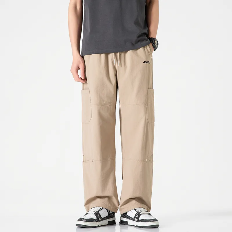 Jeep Individual Lace Up Straight Fit Casual Pants Unisex-52