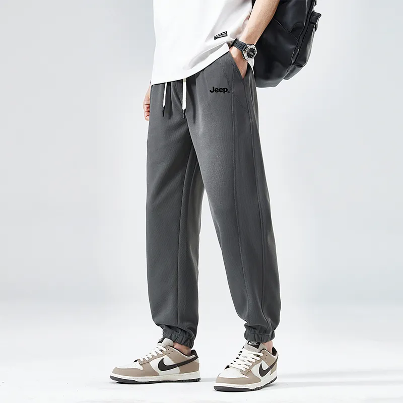 Jeep Elastic Straight Fit Elastic Cuff Lace Up Casual Pants Unisex-30