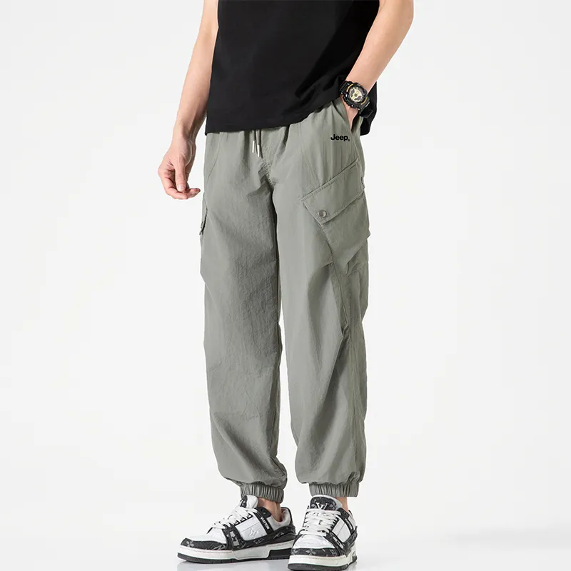 Jeep Individual Lace Up Straight Fit Casual Pants Unisex-8