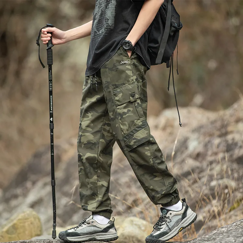 Jeep Elastic Cuff Loose Fit Workwear Sweatpants Casual Windbreaker Pants Unisex-17