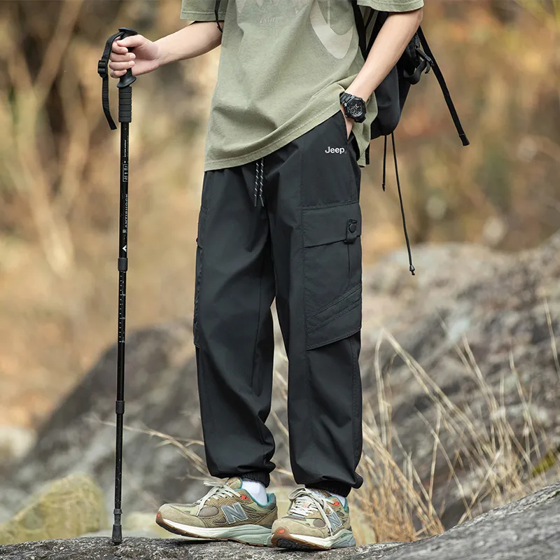 Jeep Elastic Cuff Loose Fit Workwear Sweatpants Casual Windbreaker Pants Unisex-2