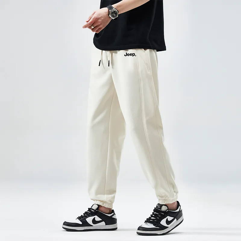 Jeep Elastic Straight Fit Elastic Cuff Lace Up Casual Pants Unisex-10