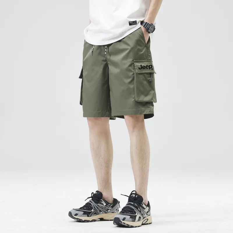 Jeep Lace Up Knee Length Quick Dry Casual Shorts Unisex-3