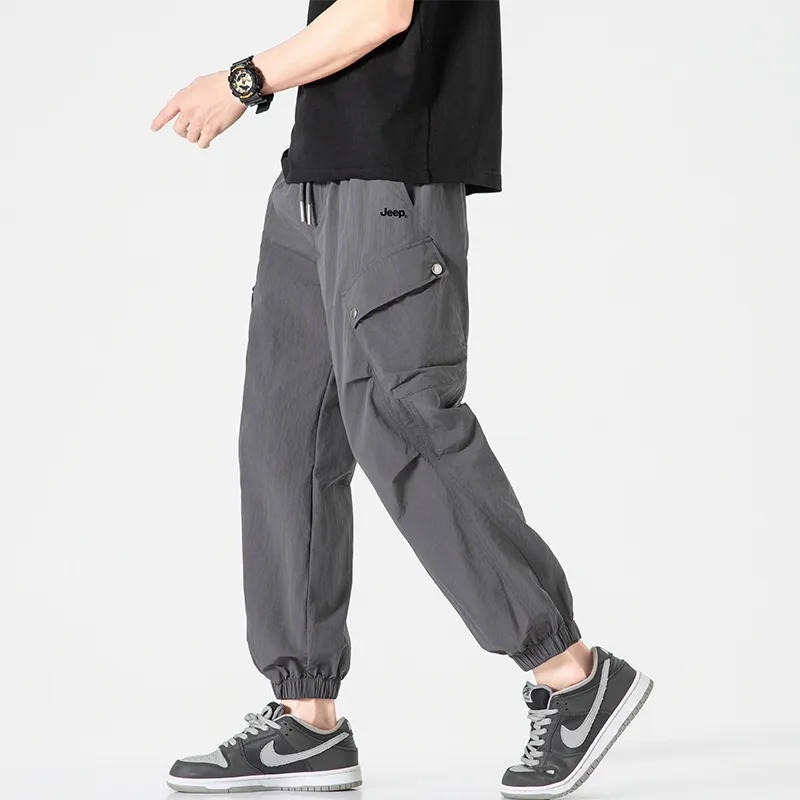 Jeep Individual Lace Up Straight Fit Casual Pants Unisex-33