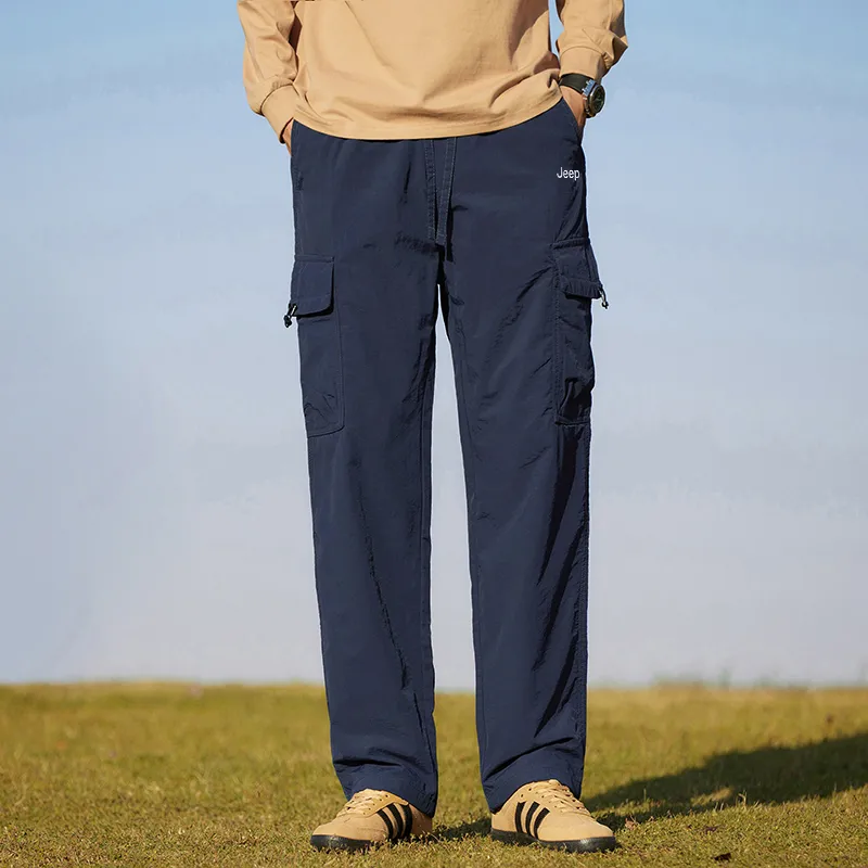 Jeep Loose Fit Straight Fit Draped Wide Leg Casual Pants Unisex-9