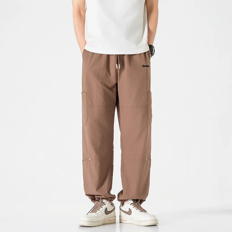 Jeep Individual Lace Up Straight Fit Casual Pants Unisex-67