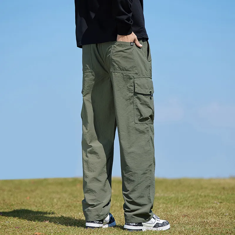 Jeep Loose Fit Straight Fit Draped Wide Leg Casual Pants Unisex-27