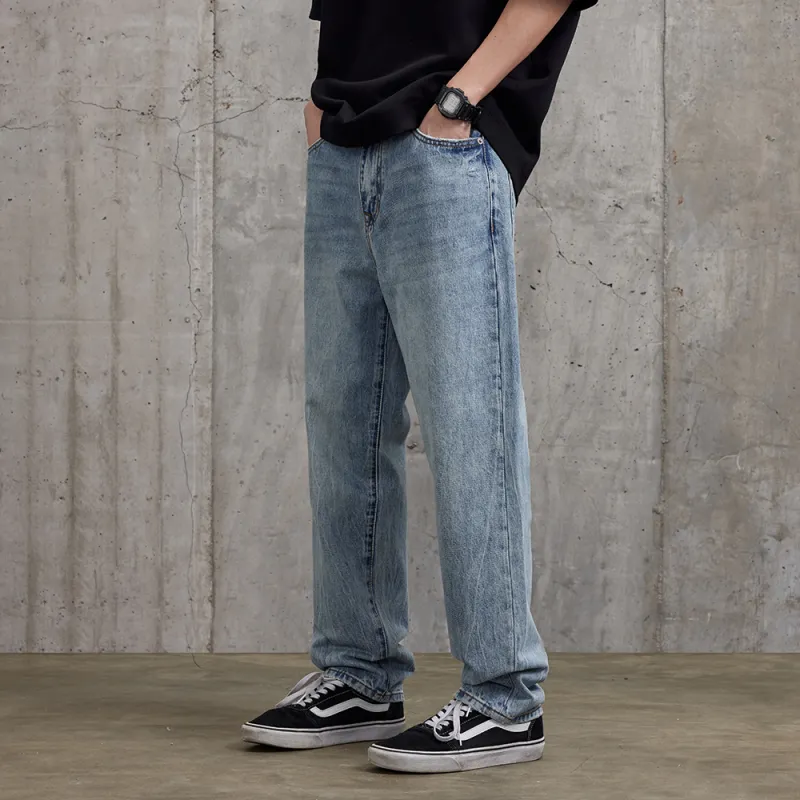 Jeep Straight Fit Draped Washable Jeans Unisex Light Blue-3