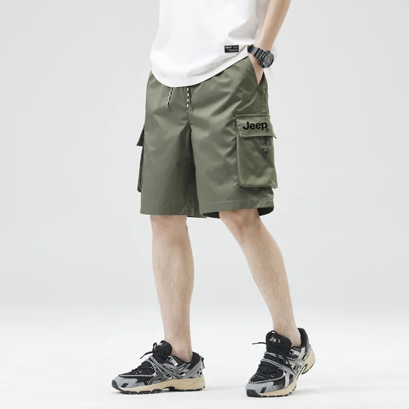 Jeep Lace Up Knee Length Quick Dry Casual Shorts Unisex-4