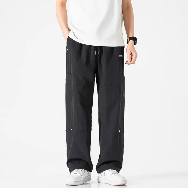 Jeep Individual Lace Up Straight Fit Casual Pants Unisex-83
