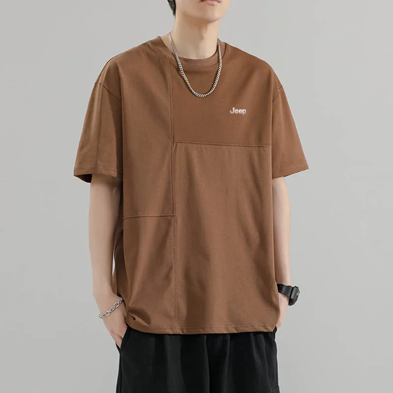 Jeep Casual Loose Fit Pullover Crew Neck Short Sleeved T Shirts Unisex-15