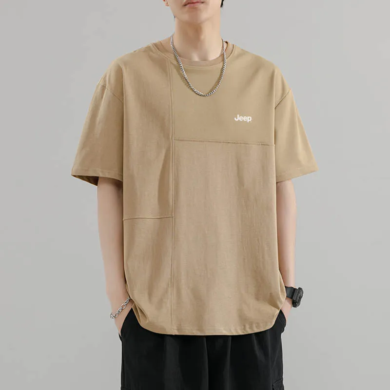 Jeep Casual Loose Fit Pullover Crew Neck Short Sleeved T Shirts Unisex-6