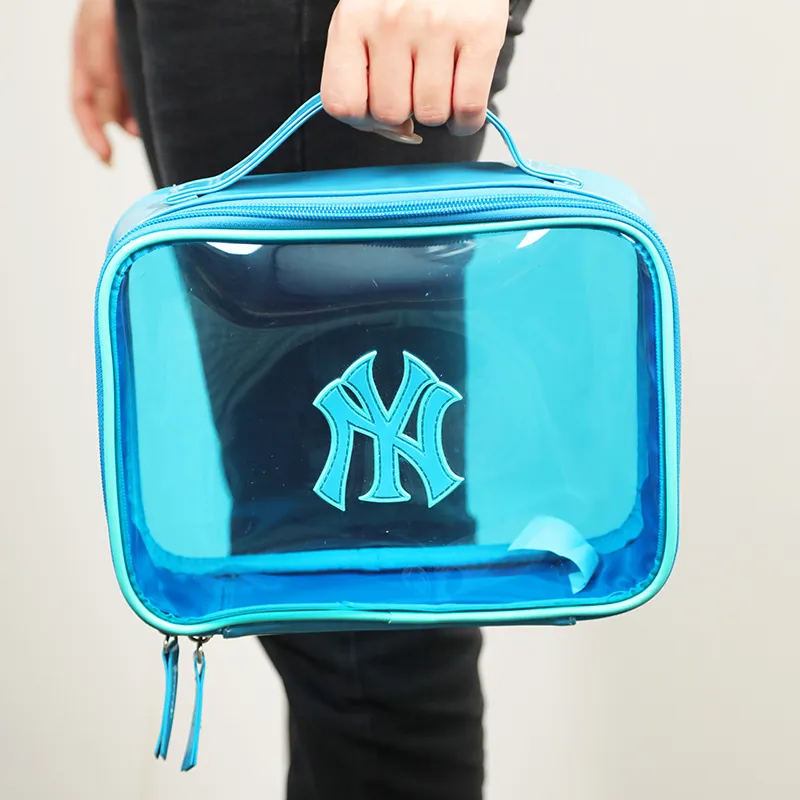 MLB New York Yankees Polyester Portable Storage Bag Toiletry Bag Makeup Bag Regular Women's Snow Crystal Blue-2