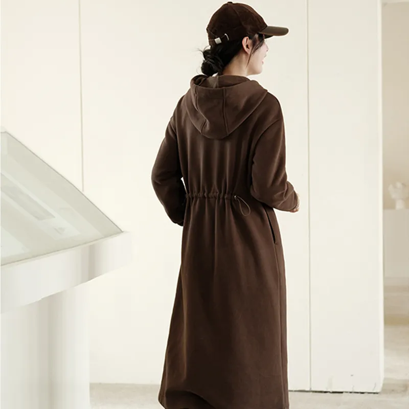 KERANPUJIAN Long Sleeved Dress By Koran Women's Nucleus Brown-3
