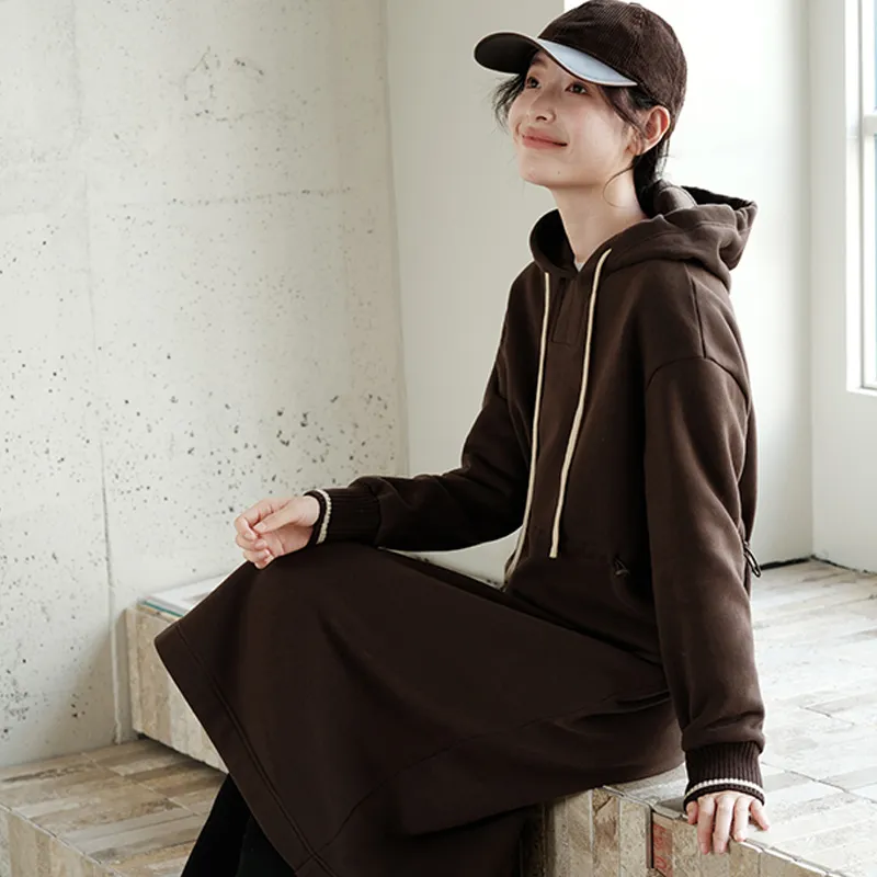 KERANPUJIAN Long Sleeved Dress By Koran Women's Nucleus Brown-2
