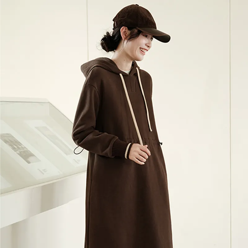 KERANPUJIAN Long Sleeved Dress By Koran Women's Nucleus Brown-1