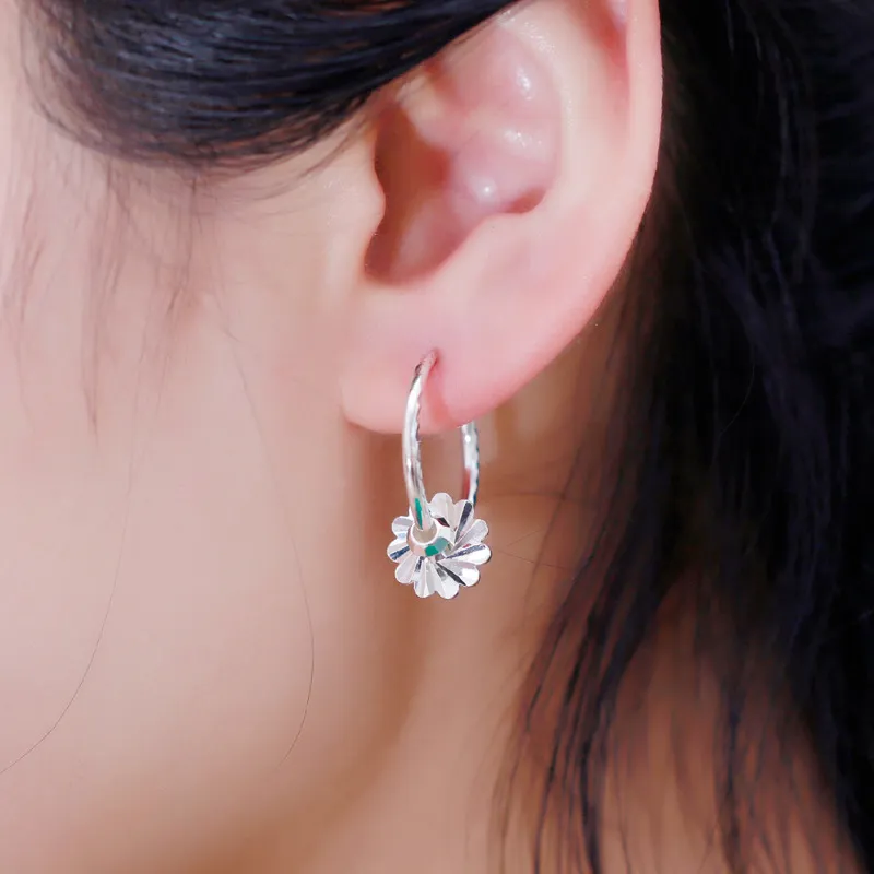 AITAO Foot Silver 990 Sterling Silver Hoop Earrings Unisex-1