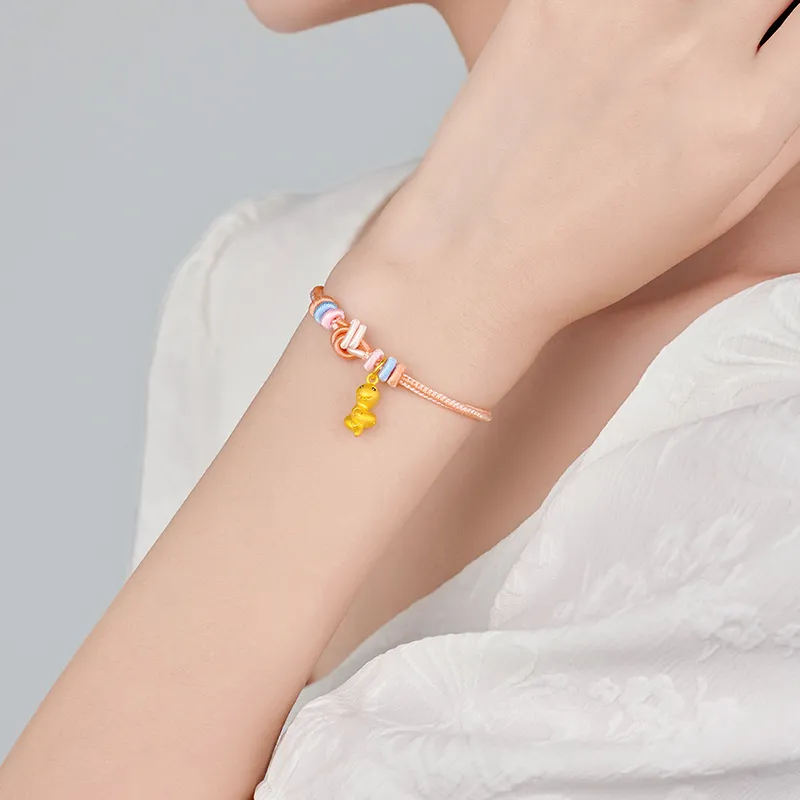 LET'S BLING Chinese Zodiac Collection # Good Luck 3D Hard Gold Snake Fortune Bead Fixed Price Gold Bracelet Unisex-4