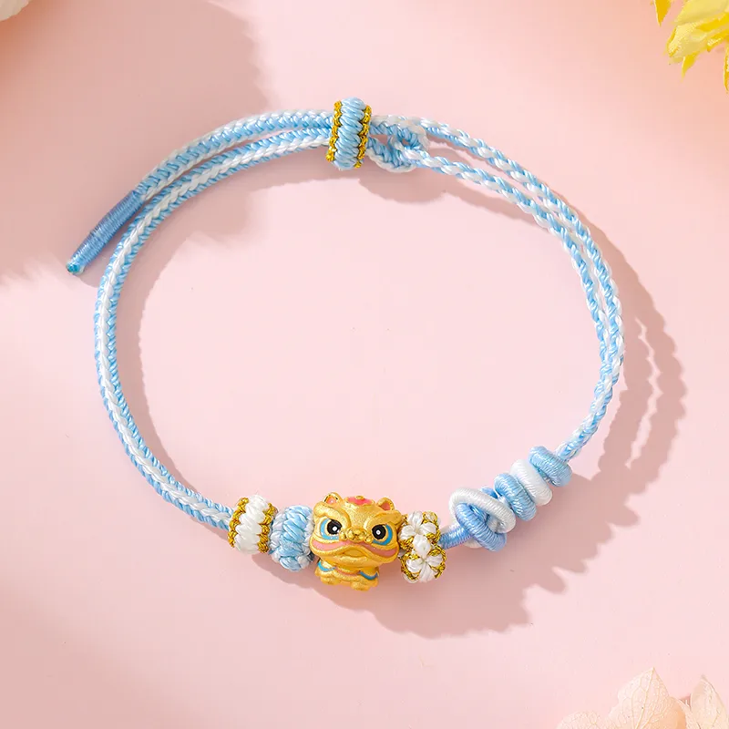 LET'S BLING Blessing Fortune Cute Lion 3D Hard Gold Lion Enamel Fortune Bead Fixed Price Gold Bracelet Unisex-4