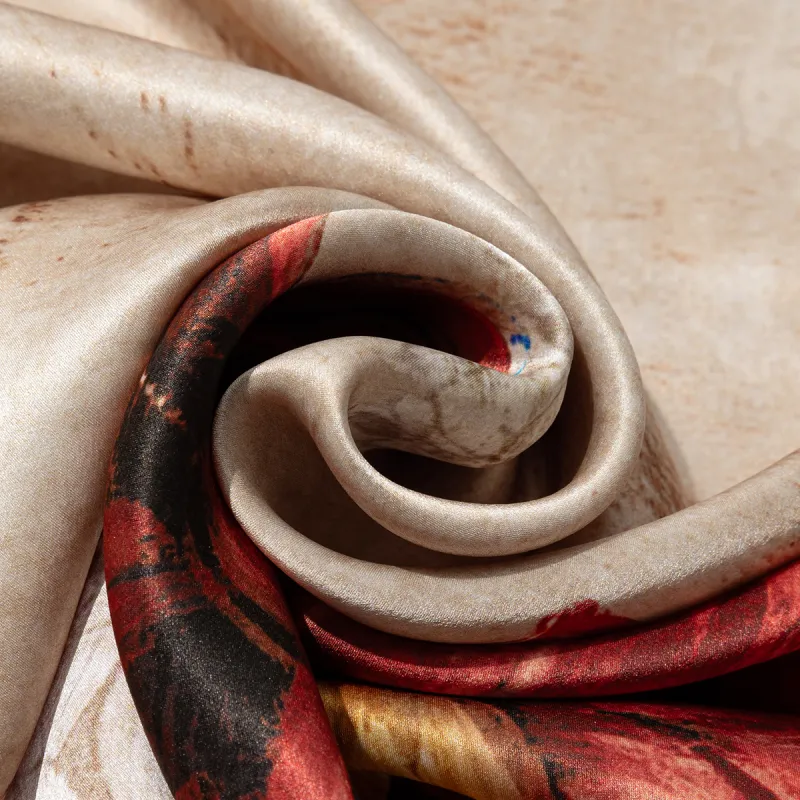 Shanghai Story 100% Mulberry Silk Scarves Women's Luxurious Bloom, Gray Coffee-11