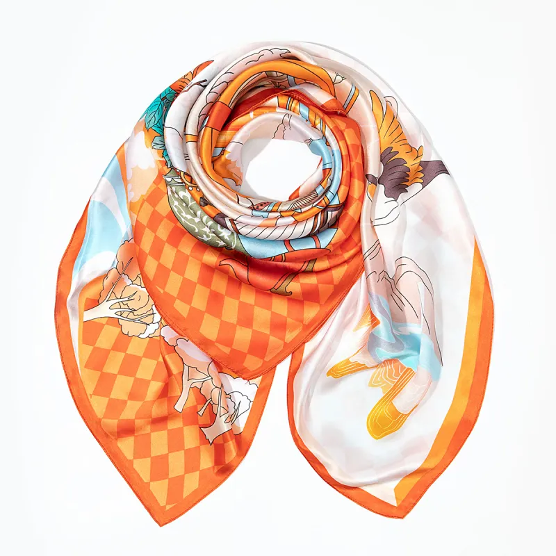 Shanghai Story 100% Mulberry Silk Scarves Women's Blue White, Gift Box Set-78