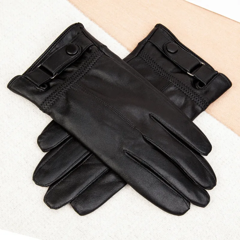 Shanghai Story Sheepskin Knit Gloves Men's Black Gift Box Set-47