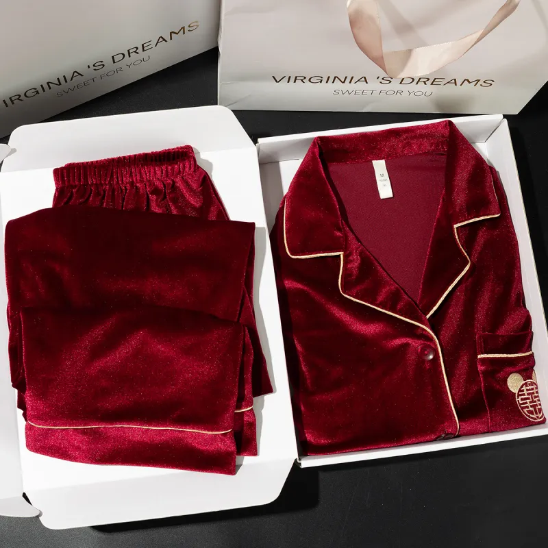 Shanghai Story Pajama Set Unisex 2 Piece Set Burgundy-3