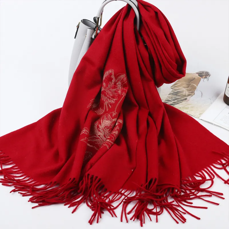 Shanghai Story 100% Sheep Wool Shawls Women's Encounter The Bloom, Nude-27