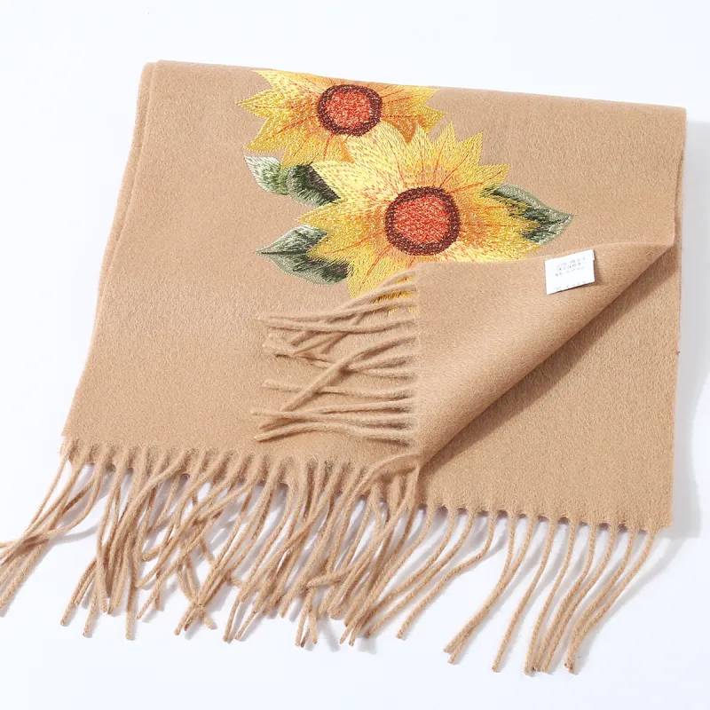 Shanghai Story 100% Sheep Wool Knit Scarves Women's Floral Butterfly Dance-8