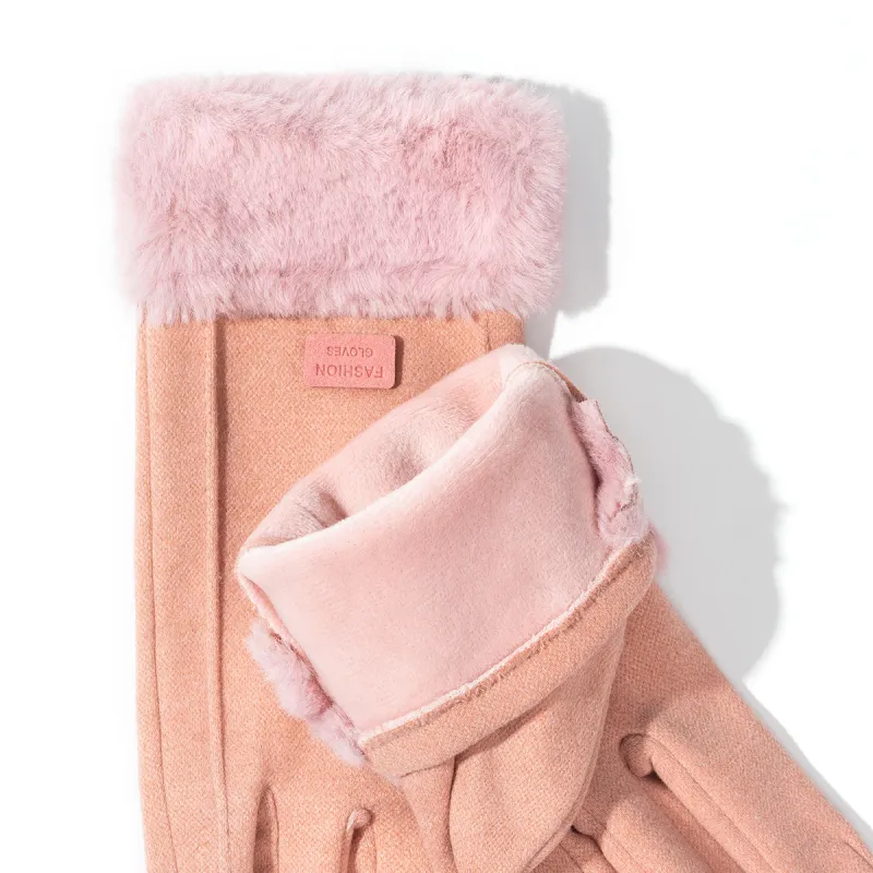 Shanghai Story Polyester Knit Gloves Women's 3 Colors-2