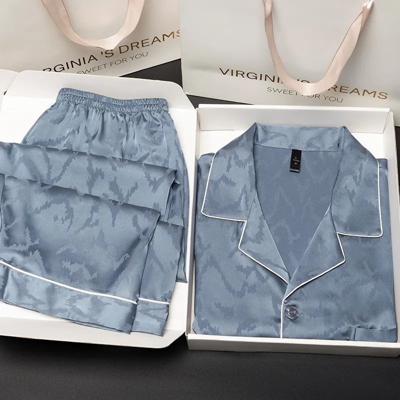 Shanghai Story Pajama Set Men's Blue Gray-4