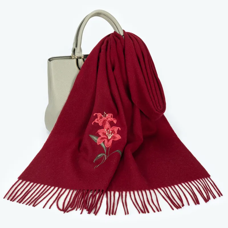 Shanghai Story 100% Sheep Wool Knit Scarves Women's Elegant And Graceful Like Blue-2