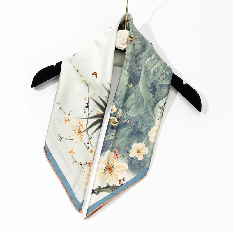 Shanghai Story 100% Mulberry Silk Scarves Women's Fragrant Tea Elegance, Gift Box Set-36
