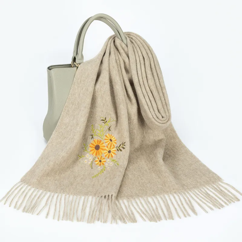 Shanghai Story 100% Sheep Wool Knit Scarves Women's Sunny And Thriving-1