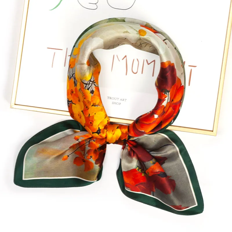 Shanghai Story 100% Mulberry Silk Silk Scarves Women's Patch Bamboo Leaf Flower Gift Box Set-106