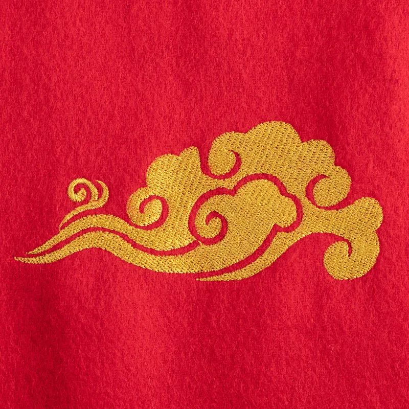 Shanghai Story 100% Sheep Wool Knit Scarves Unisex Embroidery Red 4 Colors-9