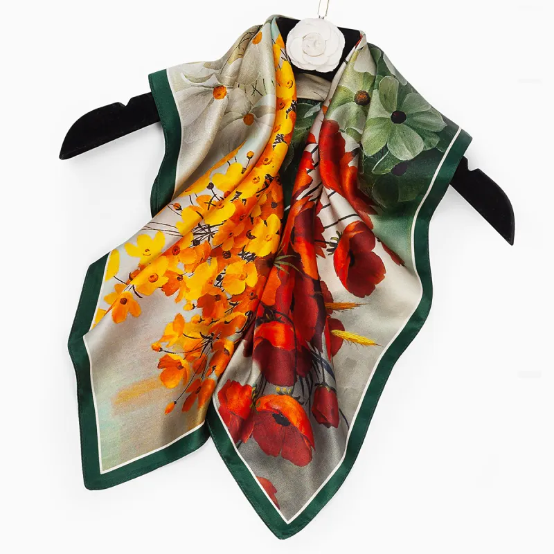 Shanghai Story 100% Mulberry Silk Silk Scarves Women's Patch Bamboo Leaf Flower Gift Box Set-107