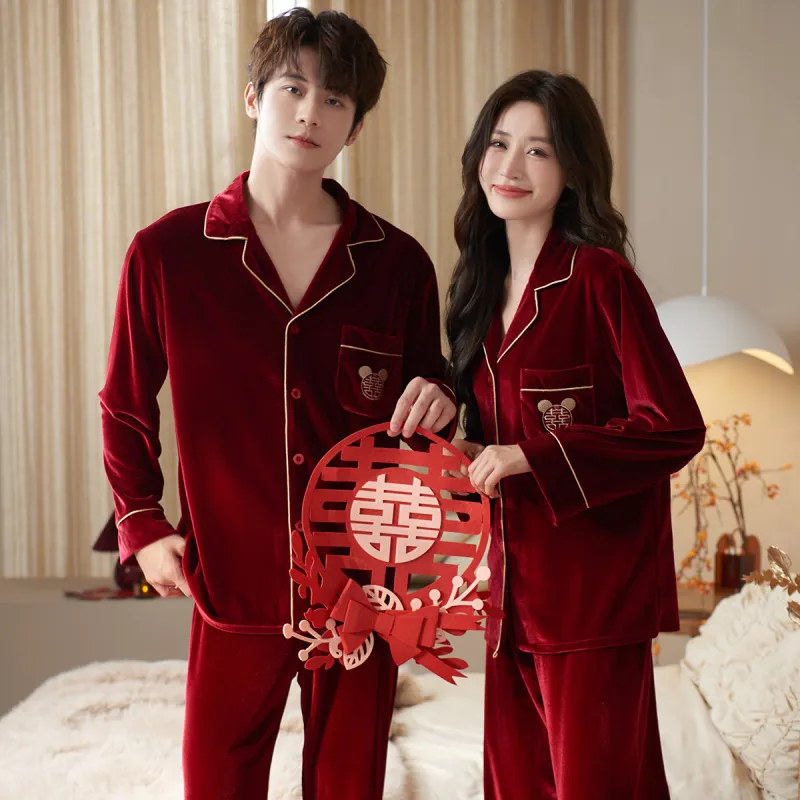Shanghai Story Pajama Set Unisex 2 Piece Set Burgundy-1