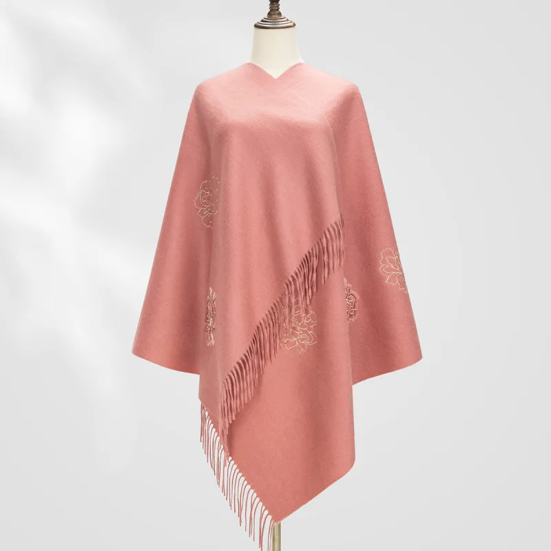 Shanghai Story Sheep Wool Shawls Women's Prosperous Era Peony 4 Colors-3