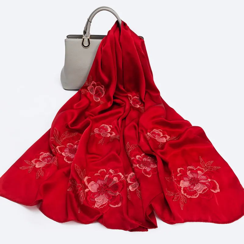 Shanghai Story 100% Mulberry Silk Scarves Women's Silk Elegance Peony, Gift Box Set-5