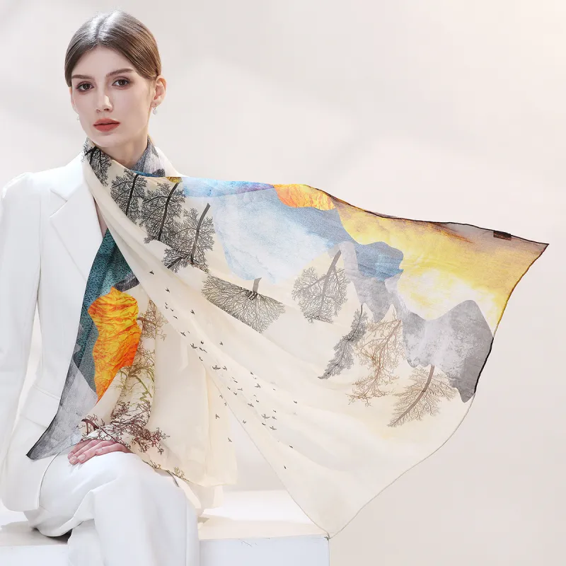 Shanghai Story 100% Mulberry Silk Silk Scarves Women's Imperial Flower Evening Gift Box Set-26