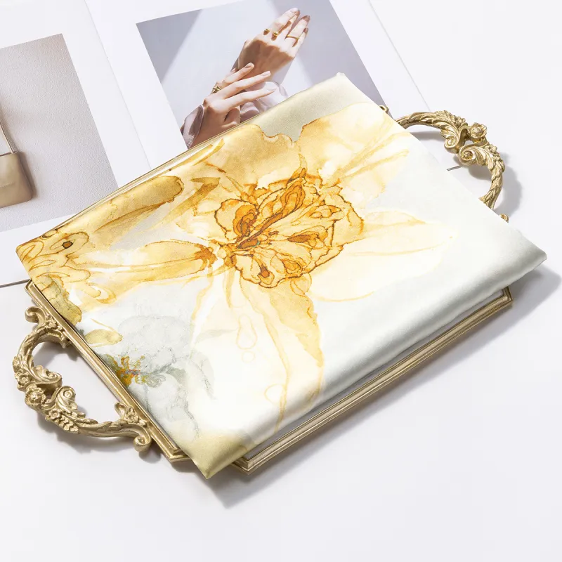 Shanghai Story 100% Mulberry Silk Scarves Women's Summer Solstice Listening To Lotus, Gift Box Set-8
